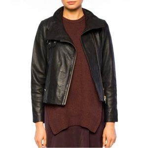 All Saints Black Lamb Leather Biker Jacket Size US 0